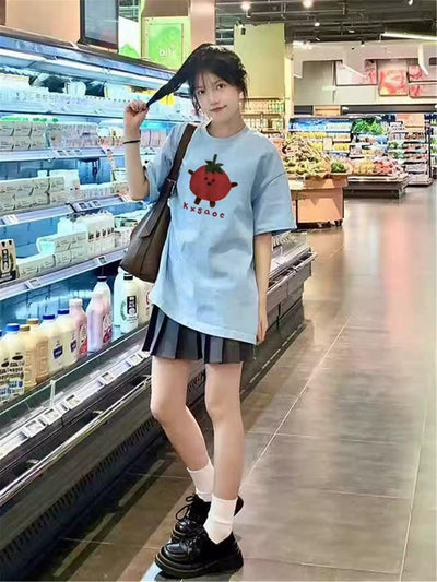 Mina Cute Tomato Graphic T-Shirt-korean-fashion-T-Shirt-Mina's Closet-OH Garments