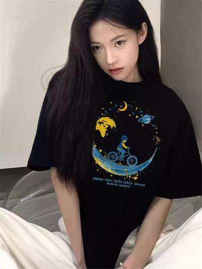 Mina Cycling Graphic T-Shirt-korean-fashion-T-Shirt-Mina's Closet-OH Garments