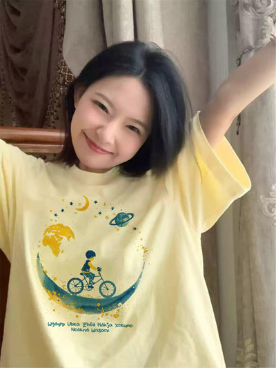 Mina Cycling Graphic T-Shirt-korean-fashion-T-Shirt-Mina's Closet-OH Garments