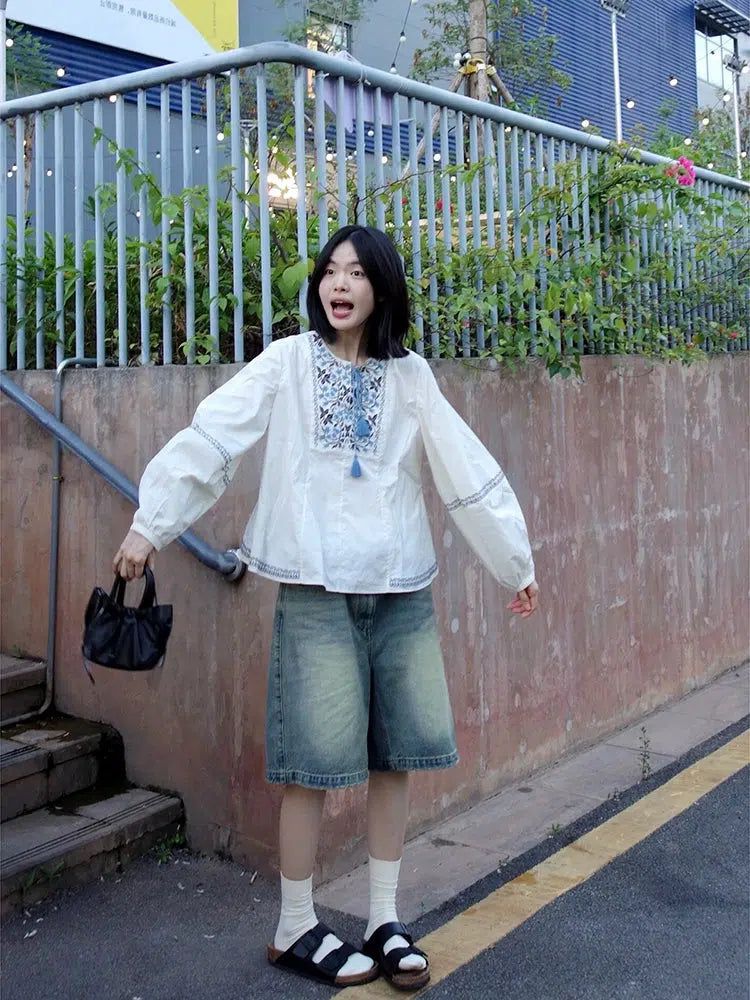 Mina Distressed Washed Denim Shorts-korean-fashion-Shorts-Mina's Closet-OH Garments