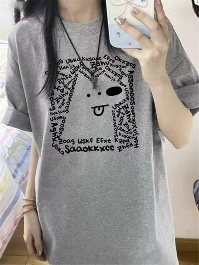 Mina Dog Illustration T-Shirt-korean-fashion-T-Shirt-Mina's Closet-OH Garments