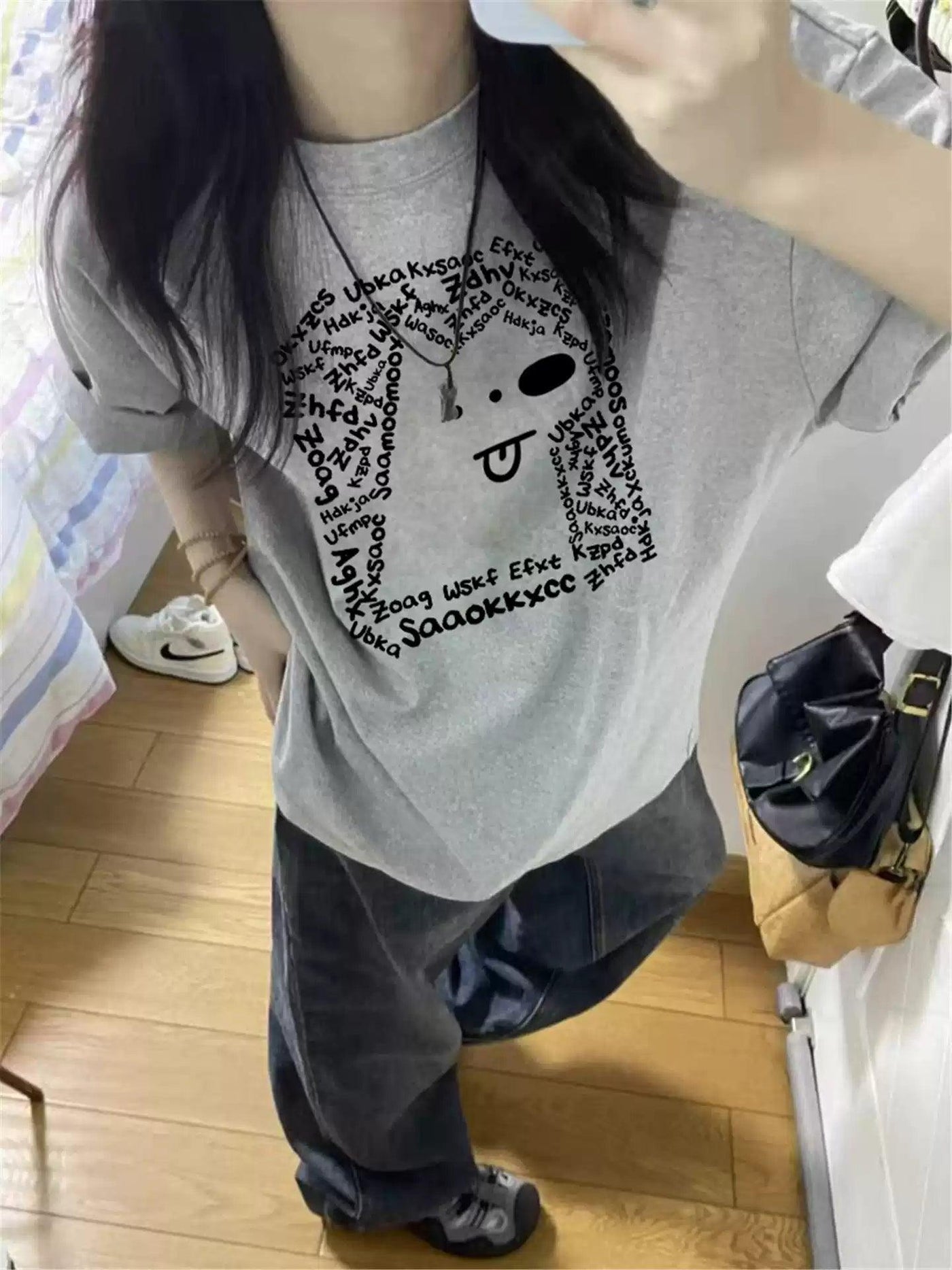Mina Dog Illustration T-Shirt-korean-fashion-T-Shirt-Mina's Closet-OH Garments