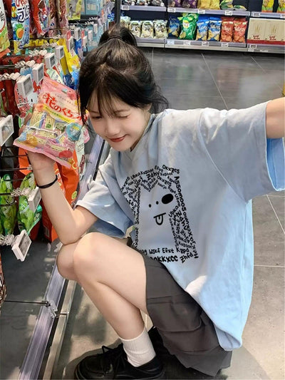 Mina Dog Illustration T-Shirt-korean-fashion-T-Shirt-Mina's Closet-OH Garments