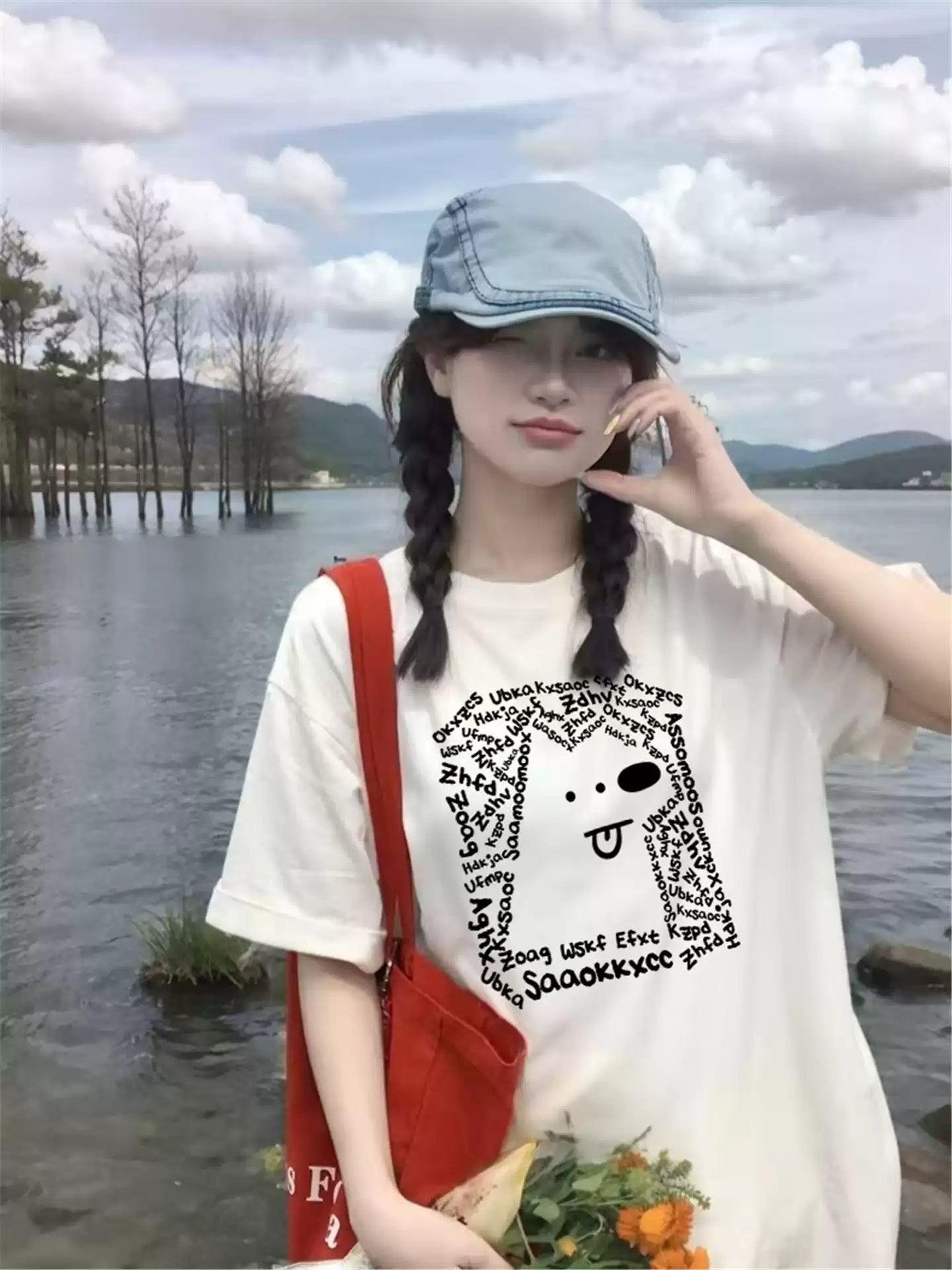 Mina Dog Illustration T-Shirt-korean-fashion-T-Shirt-Mina's Closet-OH Garments