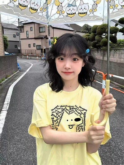 Mina Dog Illustration T-Shirt-korean-fashion-T-Shirt-Mina's Closet-OH Garments