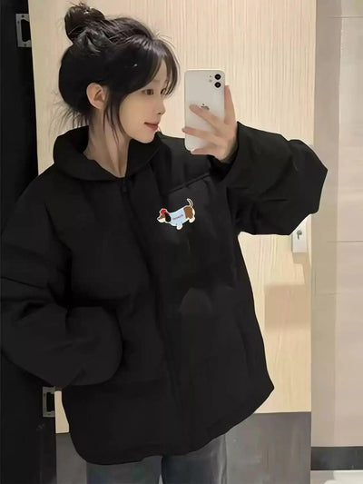 Mina Dog Patch Puffer Jacket-korean-fashion-Jacket-Mina's Closet-OH Garments