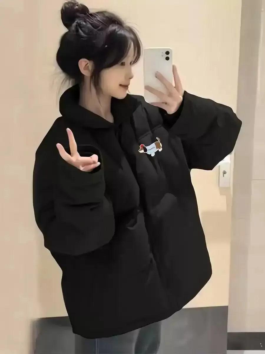 Mina Dog Patch Puffer Jacket-korean-fashion-Jacket-Mina's Closet-OH Garments