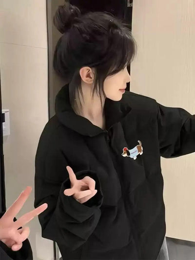 Mina Dog Patch Puffer Jacket-korean-fashion-Jacket-Mina's Closet-OH Garments