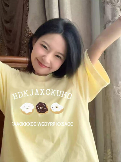 Mina Donuts Graphic Print T-Shirt-korean-fashion-T-Shirt-Mina's Closet-OH Garments