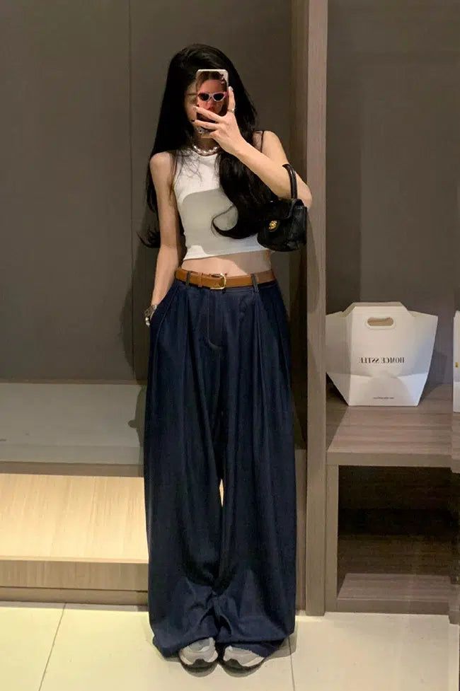 Mina Drape Pleats High Waisted Pants-korean-fashion-Pants-Mina's Closet-OH Garments