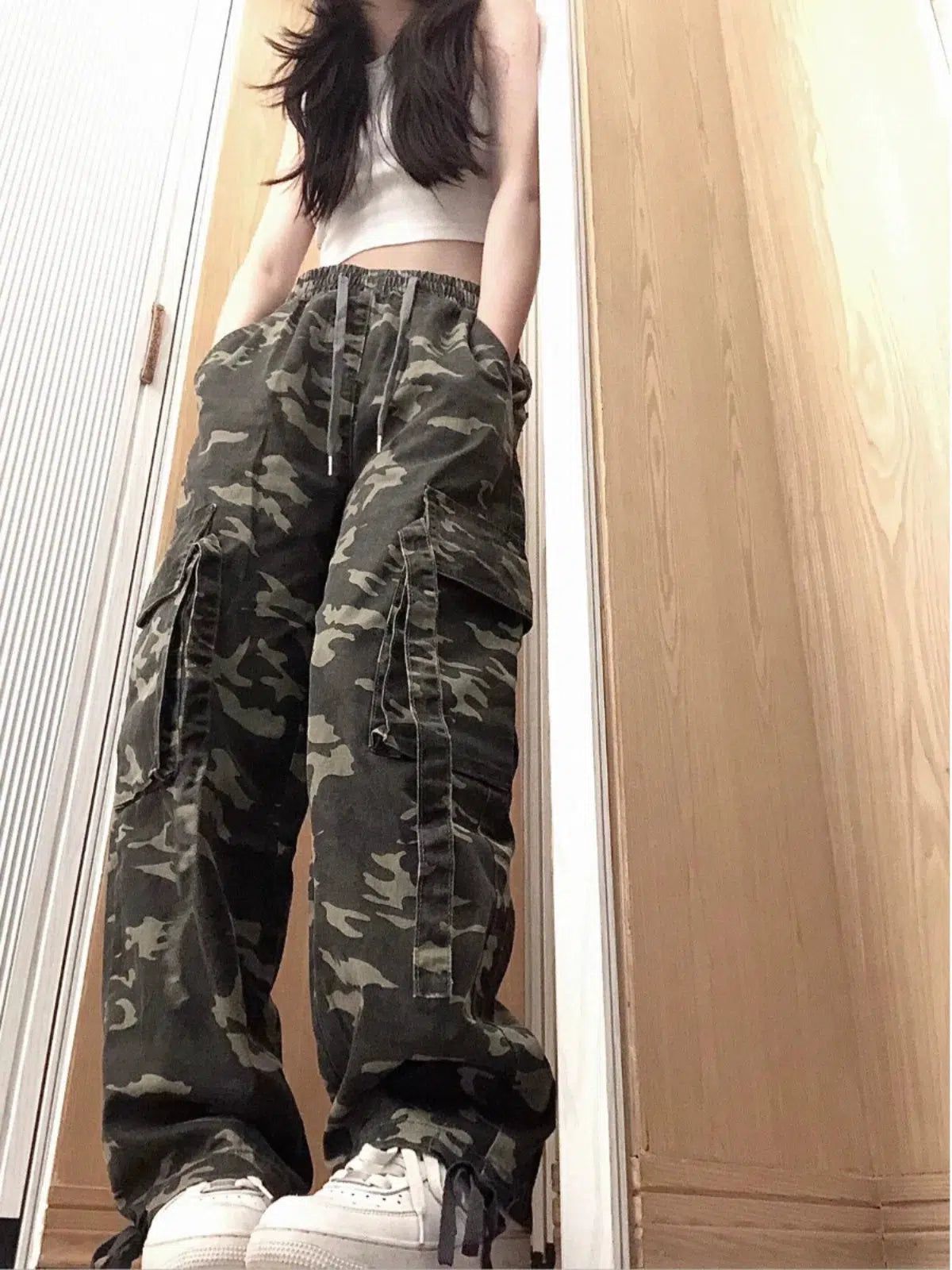 Mina Drawstring Camouflage Cargo Pants-korean-fashion-Pants-Mina's Closet-OH Garments