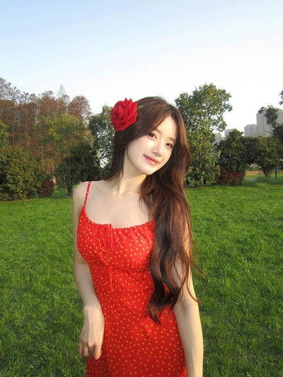 Mina Drawstring Polka Dots Cami Dress-korean-fashion-Dress-Mina's Closet-OH Garments