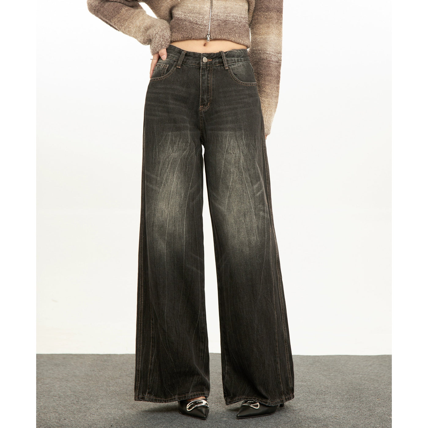Mina Faded Brushed Wide Jeans-korean-fashion-Jeans-Mina's Closet-OH Garments