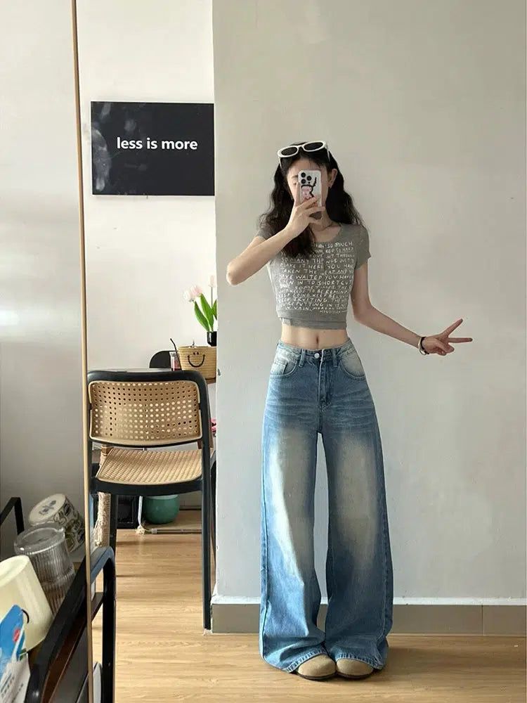 Mina Faded Straight Wide Jeans-korean-fashion-Jeans-Mina's Closet-OH Garments