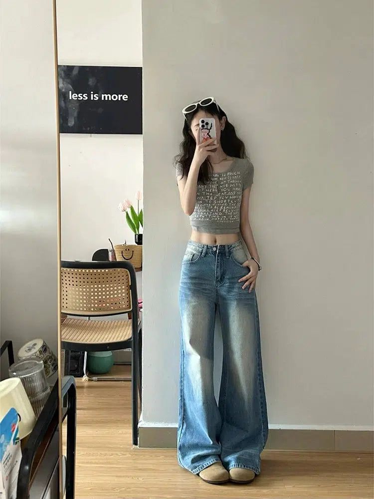 Mina Faded Straight Wide Jeans-korean-fashion-Jeans-Mina's Closet-OH Garments