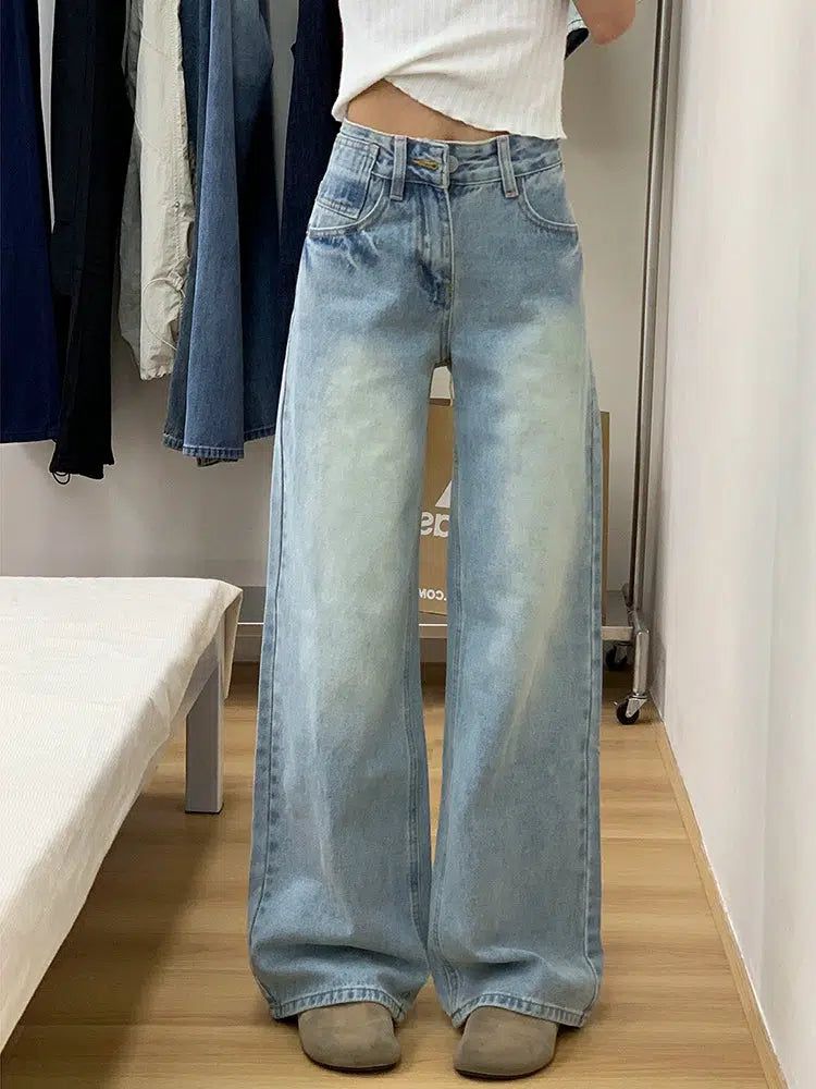 Mina Faded Thigh High Waist Jeans-korean-fashion-Jeans-Mina's Closet-OH Garments