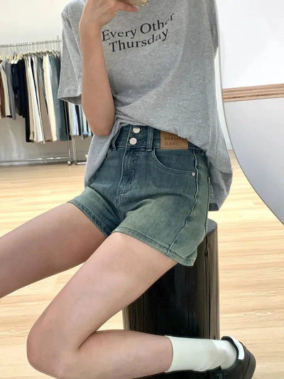 Mina Faded Two-Buttons Denim Shorts-korean-fashion-Shorts-Mina's Closet-OH Garments