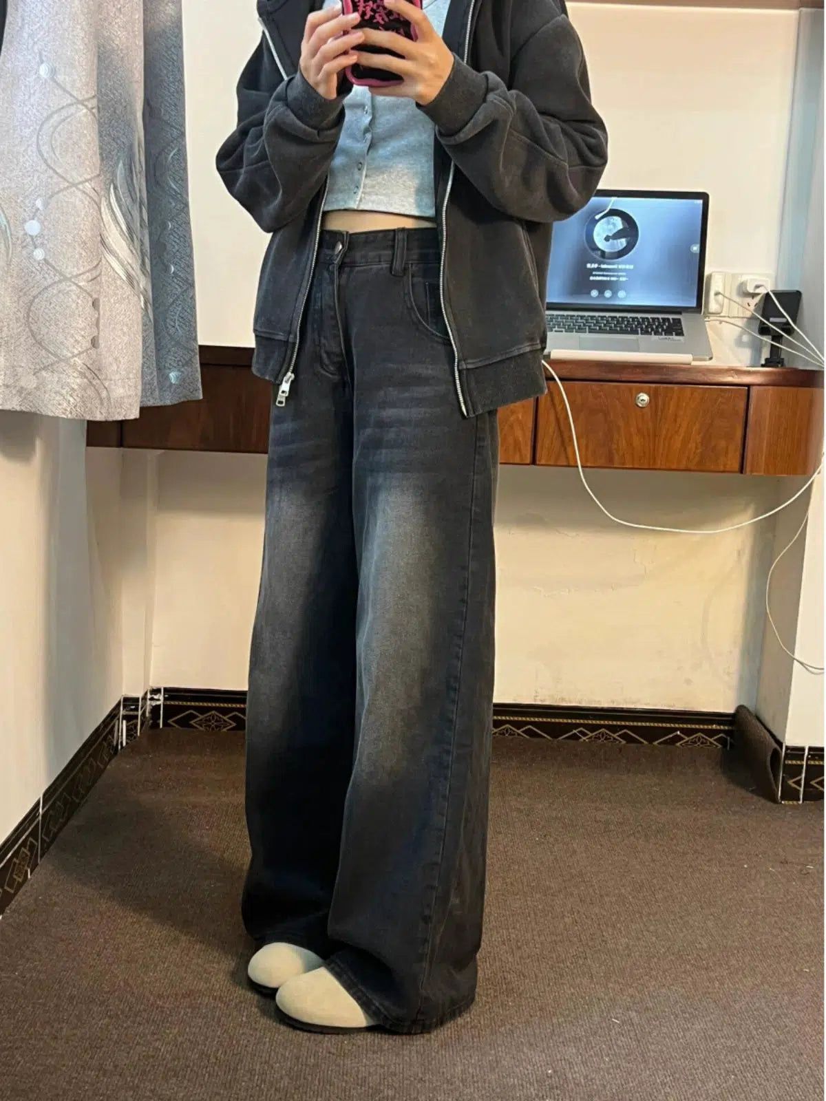 Mina Faded & Washed Wide Leg Jeans-korean-fashion-Jeans-Mina's Closet-OH Garments