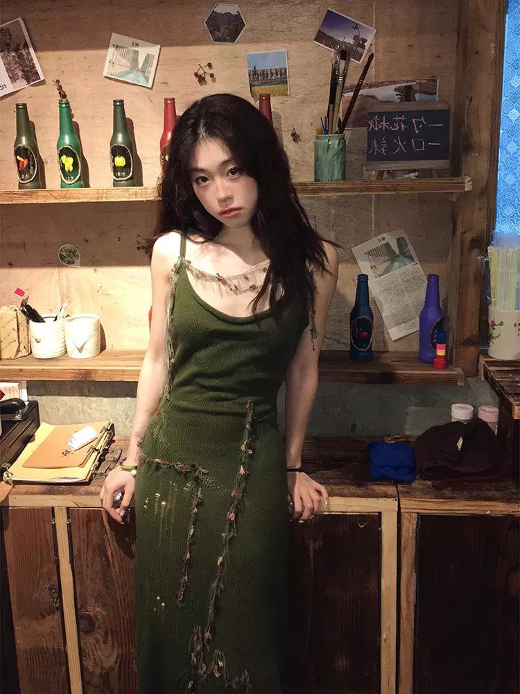 Mina Floral Detail Knit Maxi Dress-korean-fashion-Dress-Mina's Closet-OH Garments