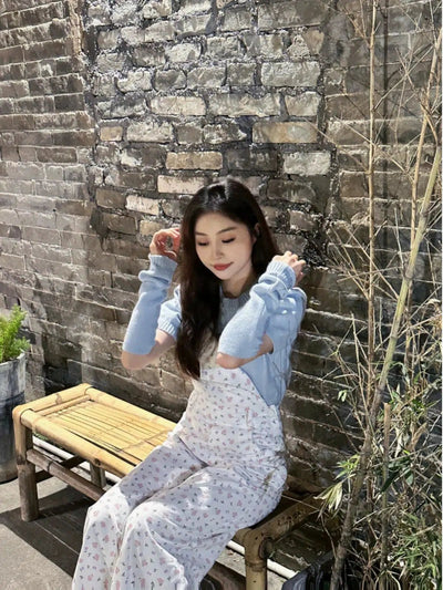 Mina Floral Print Demin Overall-korean-fashion-Overall-Mina's Closet-OH Garments