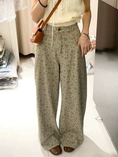 Mina Floral Print Wide Pants-korean-fashion-Pants-Mina's Closet-OH Garments