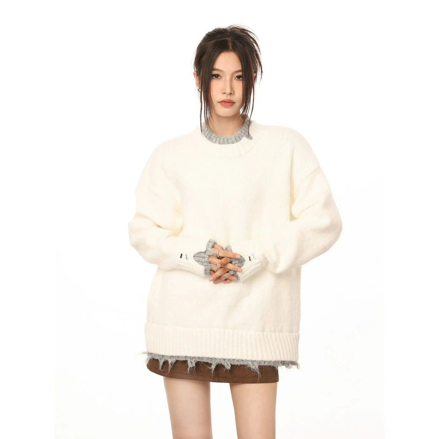 Mina Fuzzy Ribbed Contrast Sweater-korean-fashion-Sweater-Mina's Closet-OH Garments