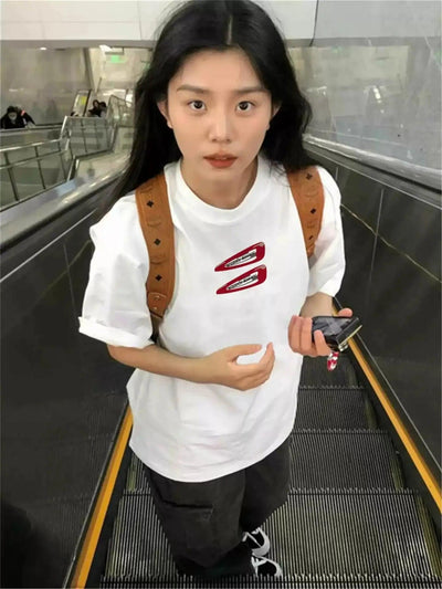 Mina Hair Clips Casual T-Shirt-korean-fashion-T-Shirt-Mina's Closet-OH Garments