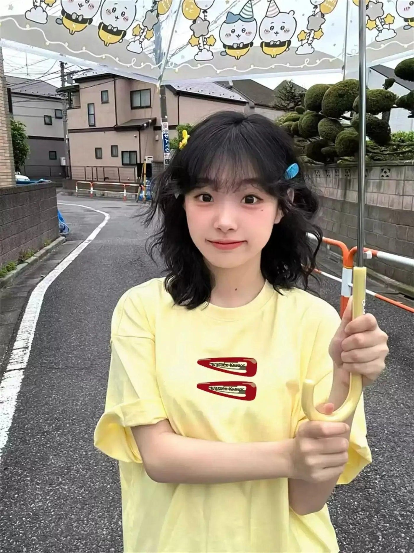 Mina Hair Clips Casual T-Shirt-korean-fashion-T-Shirt-Mina's Closet-OH Garments