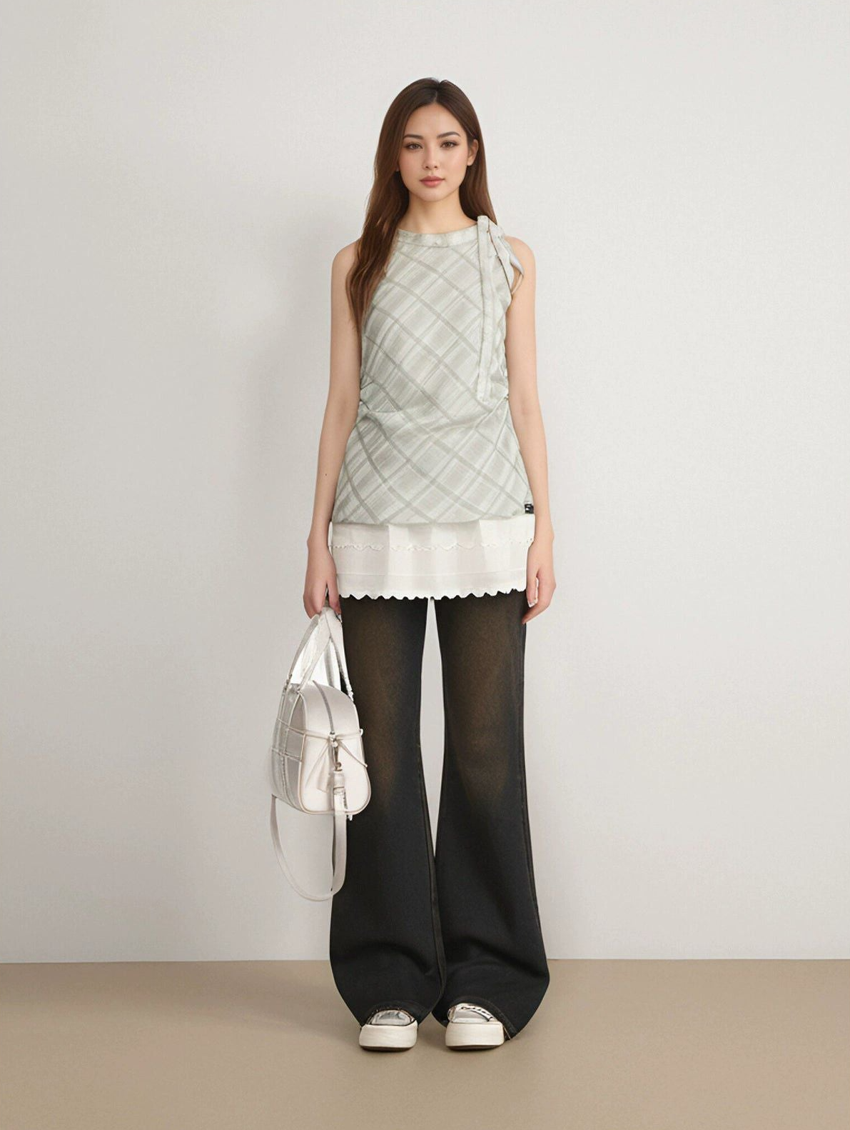 Mina Halter Neck Plaid Blouse-korean-fashion-Blouse-Mina's Closet-OH Garments