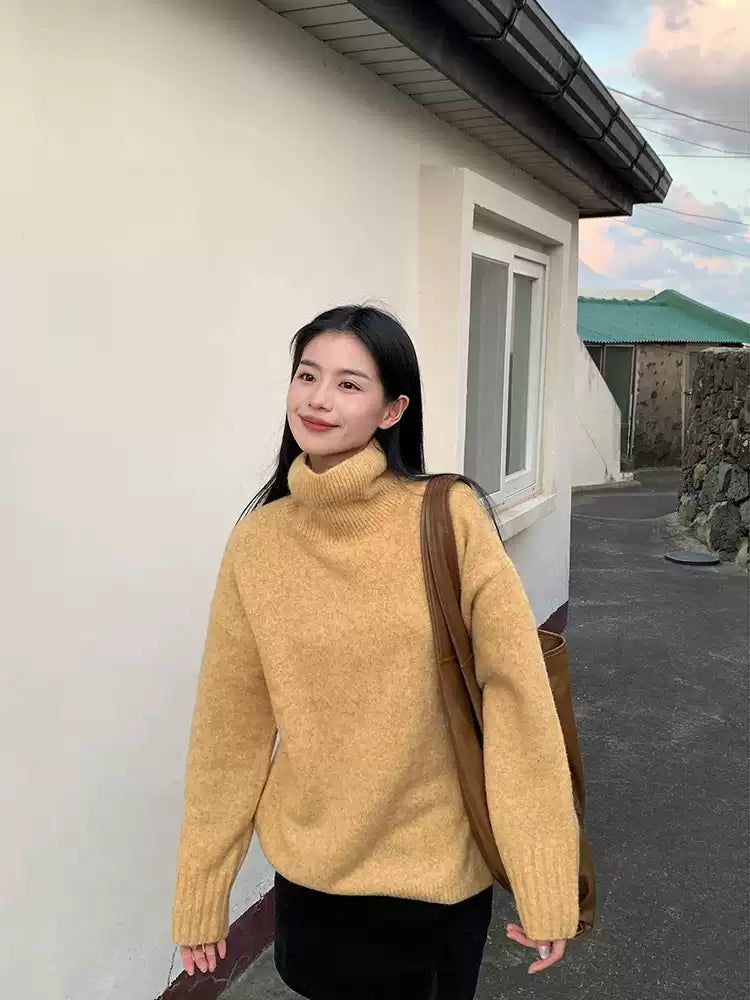 Mina High Neck Plain Sweater-korean-fashion-Sweater-Mina's Closet-OH Garments