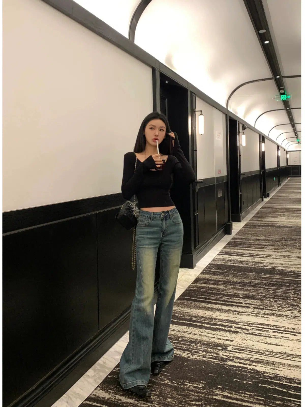 Mina High Waist Flare Jeans-korean-fashion-Jeans-Mina's Closet-OH Garments