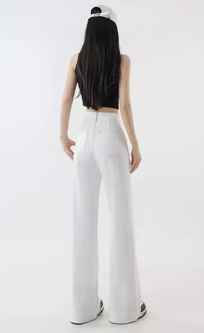Mina High Waist Plain Flared Jeans-korean-fashion-Jeans-Mina's Closet-OH Garments