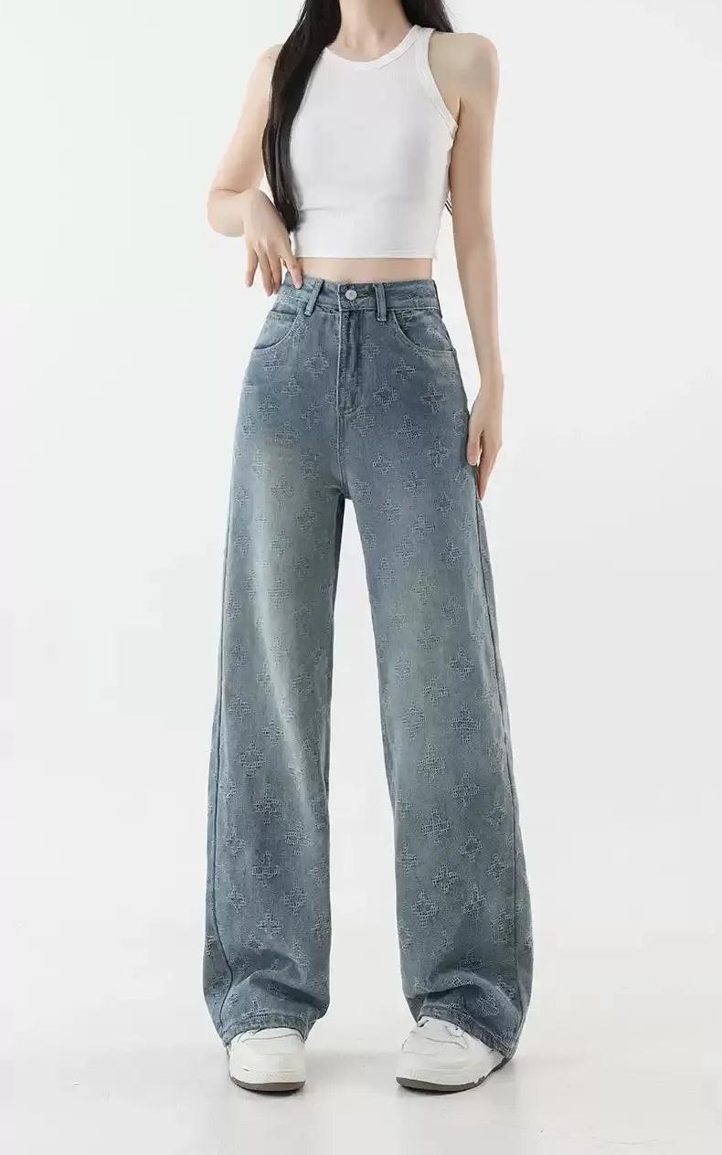 Mina High Waist Textured Jeans-korean-fashion-Jeans-Mina's Closet-OH Garments