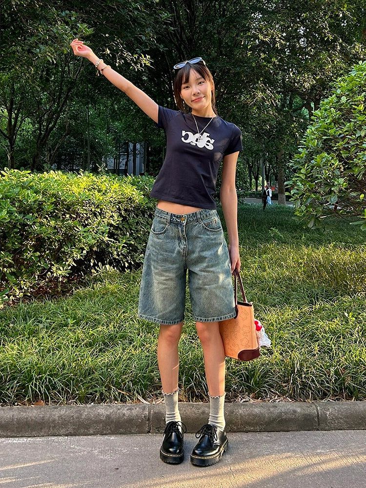 Mina High Waist Washed Denim Shorts-korean-fashion-Shorts-Mina's Closet-OH Garments
