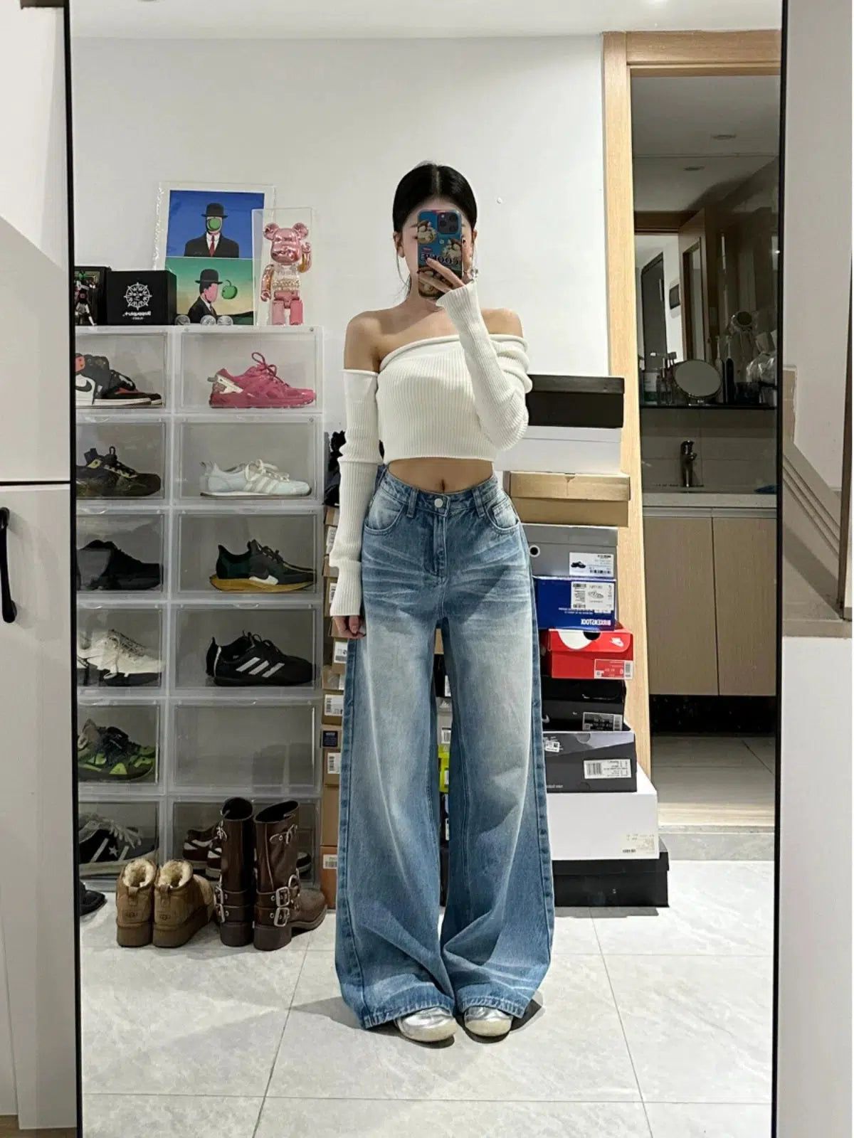 Mina High Waist Wide Flared Jeans-korean-fashion-Jeans-Mina's Closet-OH Garments