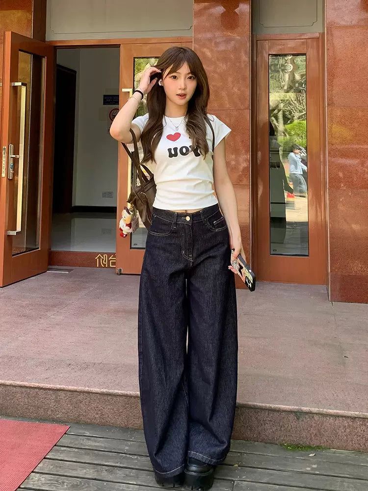 Mina High Waisted Loose Wide Fit Jeans-korean-fashion-Jeans-Mina's Closet-OH Garments