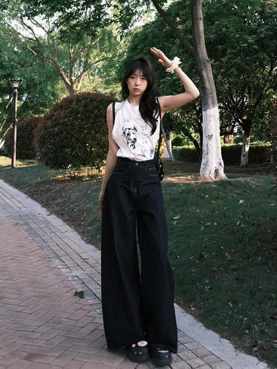 Mina High Waisted Wide Fit Jeans-korean-fashion-Jeans-Mina's Closet-OH Garments