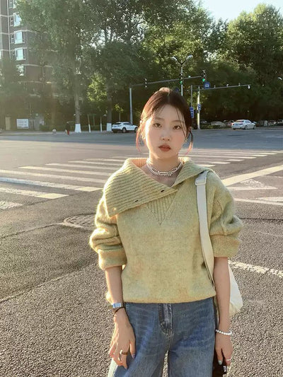 Mina Irregular Cut Plain Sweater-korean-fashion-Sweater-Mina's Closet-OH Garments