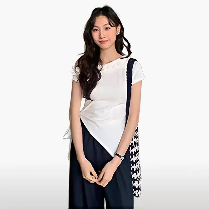 Mina Irregular Hem Lace Blouse-korean-fashion-Blouse-Mina's Closet-OH Garments