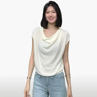 Mina Irregular Pleated Waist Blouse-korean-fashion-Blouse-Mina's Closet-OH Garments