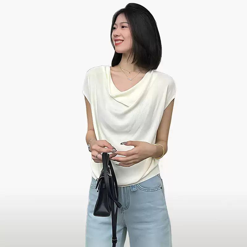 Mina Irregular Pleated Waist Blouse-korean-fashion-Blouse-Mina's Closet-OH Garments