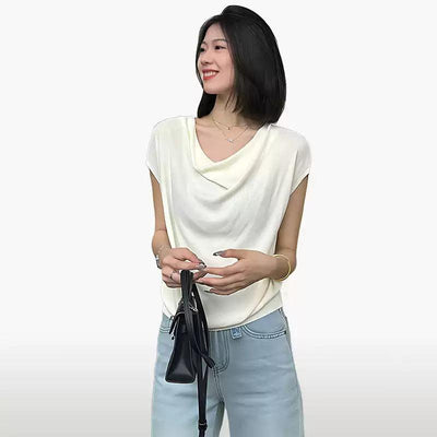 Mina Irregular Pleated Waist Blouse-korean-fashion-Blouse-Mina's Closet-OH Garments