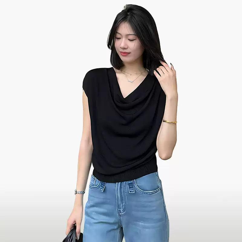 Mina Irregular Pleated Waist Blouse-korean-fashion-Blouse-Mina's Closet-OH Garments