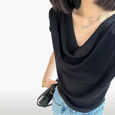 Mina Irregular Pleated Waist Blouse-korean-fashion-Blouse-Mina's Closet-OH Garments