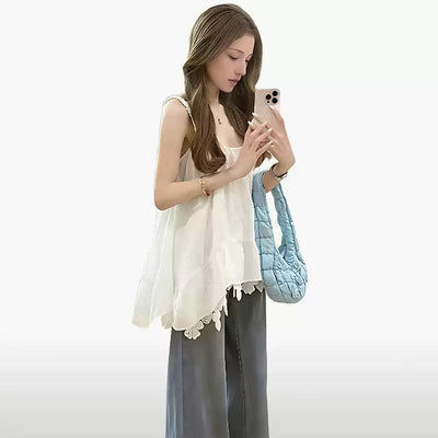 Mina Lace Hem Cami Blouse-korean-fashion-Camisole-Mina's Closet-OH Garments