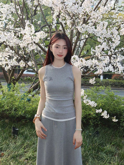Mina Layered Ribbed Tank Top-korean-fashion-Tank Top-Mina's Closet-OH Garments