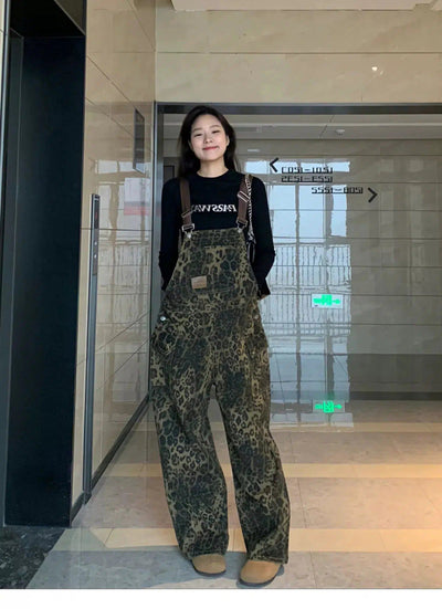 Mina Leopard Print Loose Fit Overall-korean-fashion-Pants-Mina's Closet-OH Garments