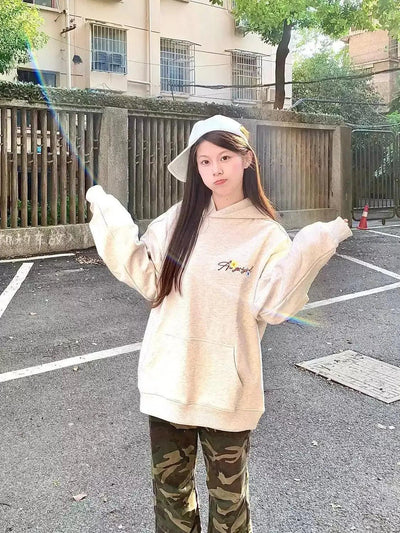 Mina Lettered Floral Emroidery Hoodie-korean-fashion-Hoodie-Mina's Closet-OH Garments