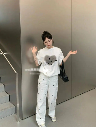 Mina Little Star Pattern Wide Pants-korean-fashion-Pants-Mina's Closet-OH Garments