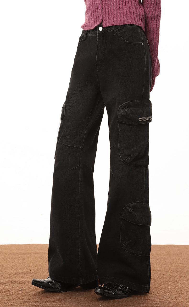 Mina Metallic Bar Straight Bootcut Jeans-korean-fashion-Jeans-Mina's Closet-OH Garments